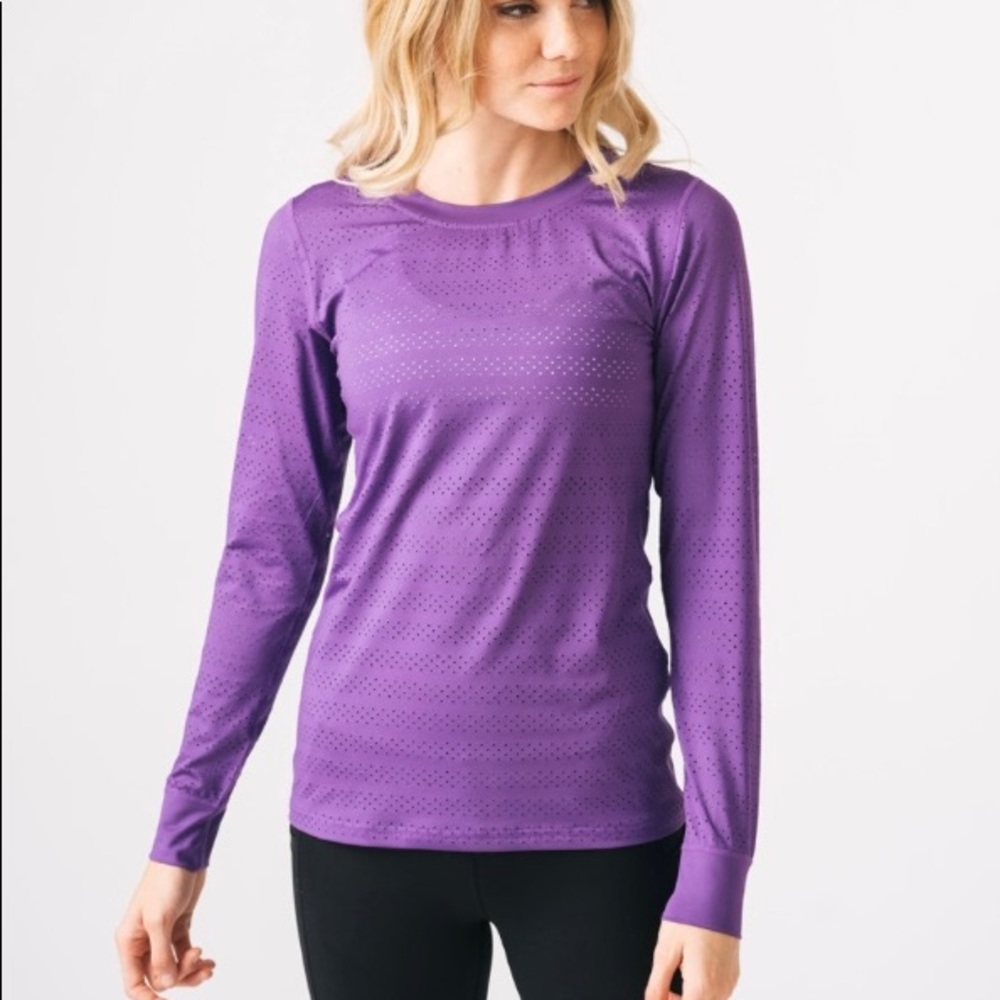 ZYIA Purple Mesh-like Long Sleeve Shirt
